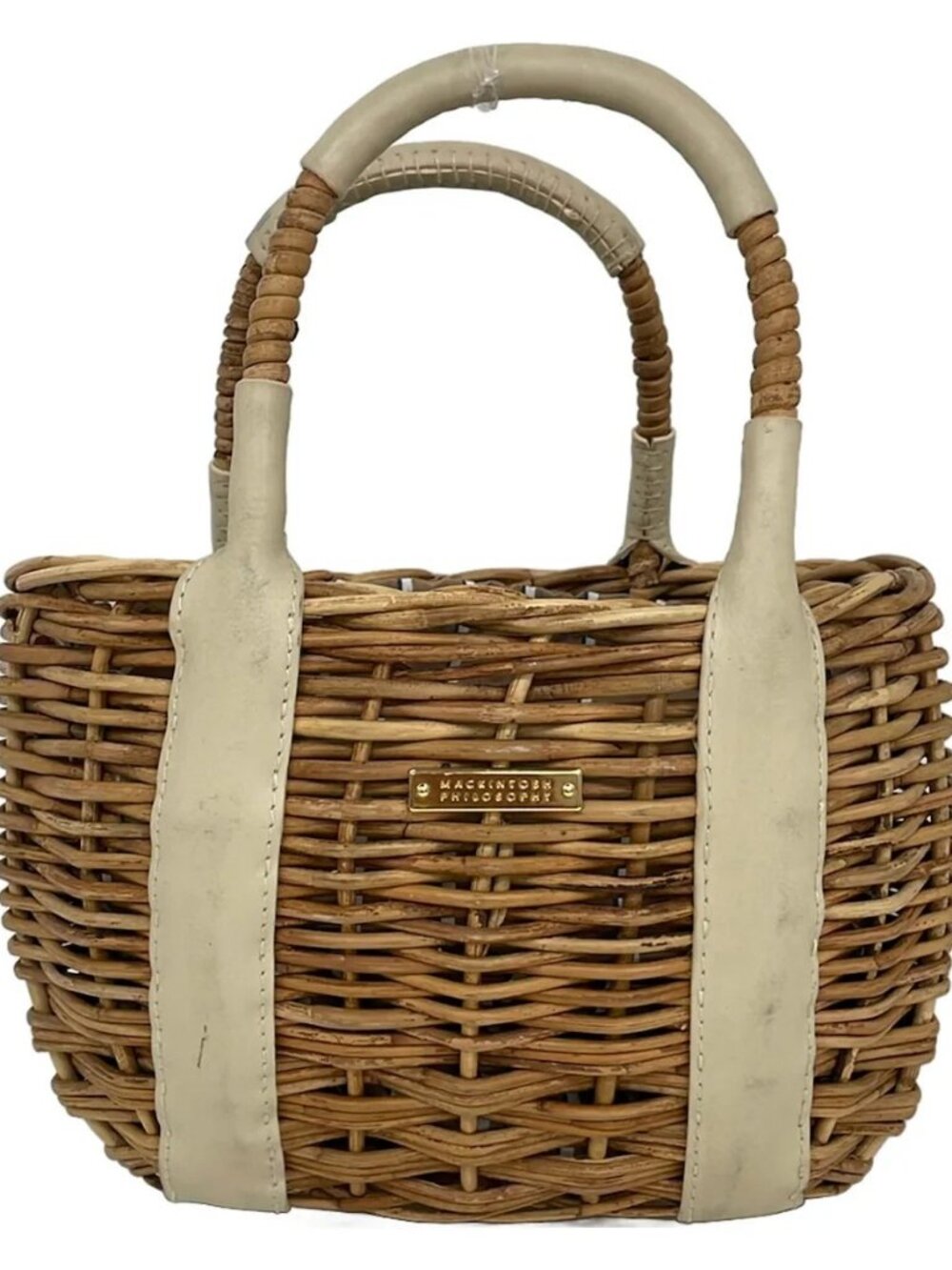 MACKINTOSH PHILOSOPHY Beige Cream Rattan Leather Handbag
